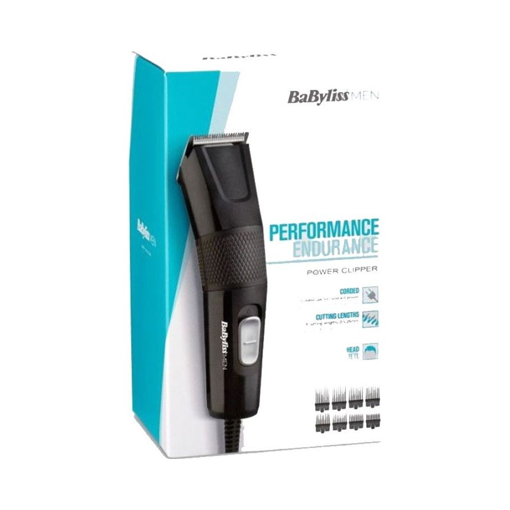 Tondeuse Cheveux Power Clipper 45 mm Filaire 8 Guides de Coupe Noire Babyliss