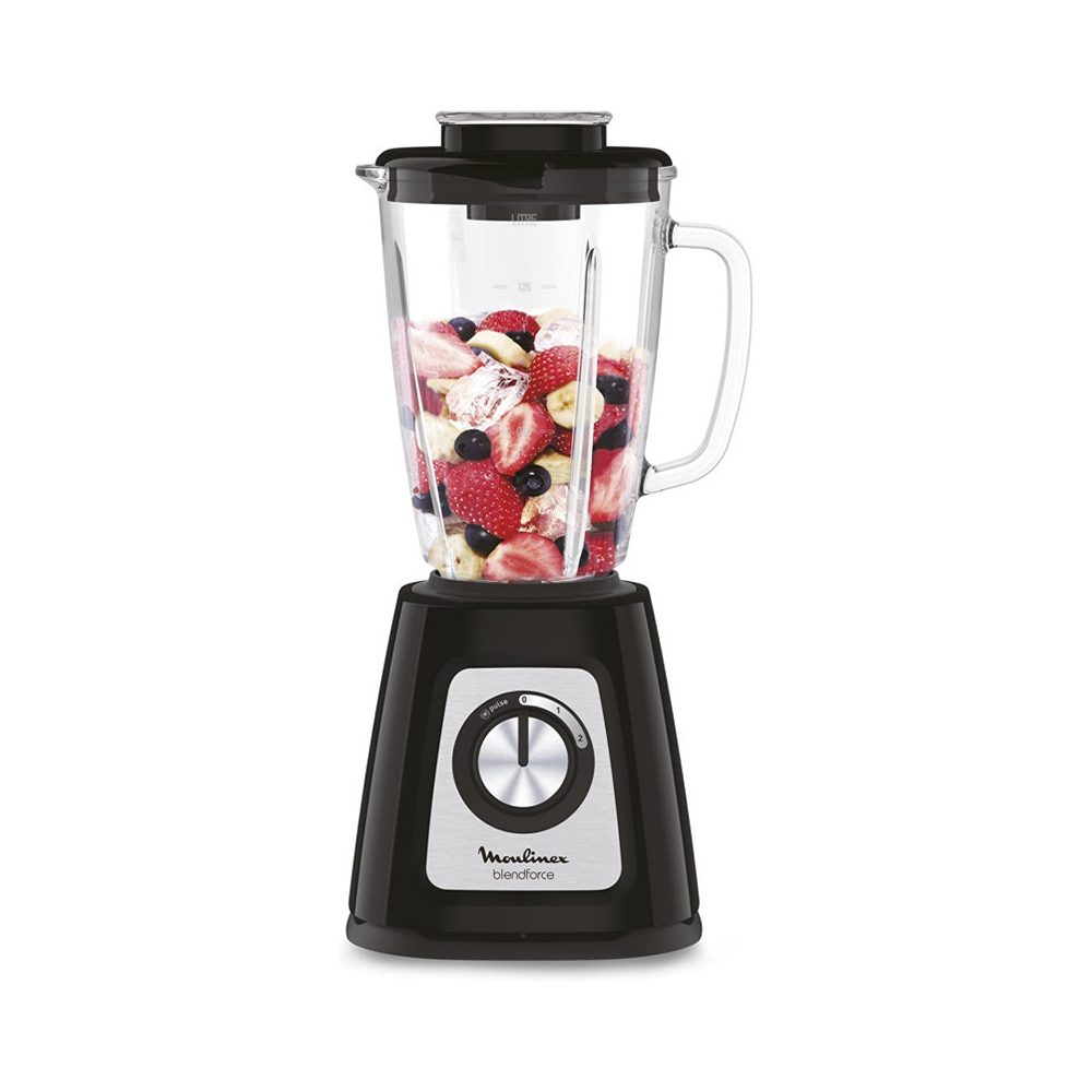 Blenderforce 800 W Bol 1,75 L en Verre Noir + Grinder Moulinex