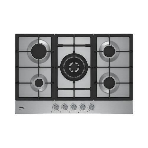Plaque à Gaz Beko 75 cm 5 Feux dont Wok Fonte Inox