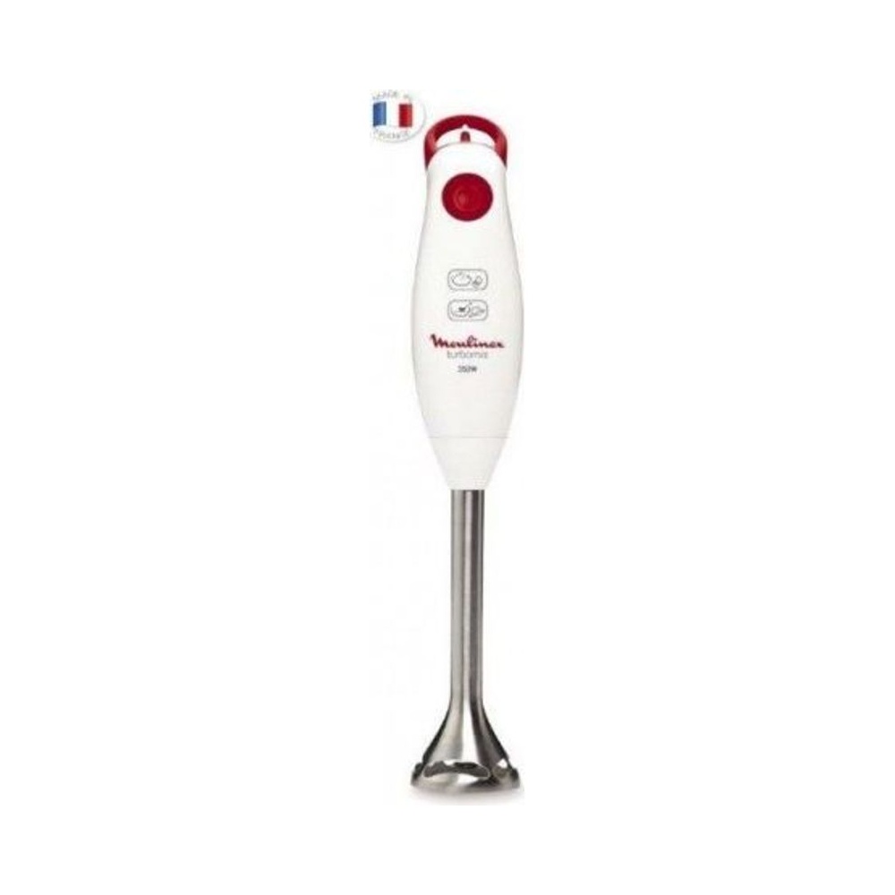 Blender Mixeur Plongeant Turbomix 350 W Pied Inox Blanc + Bol 0,8 L Moulinex