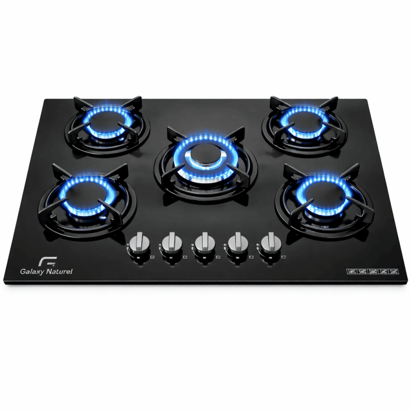 Plaque de Cuisson à Gaz Galaxy Naturel 5 Feux Verre Noir